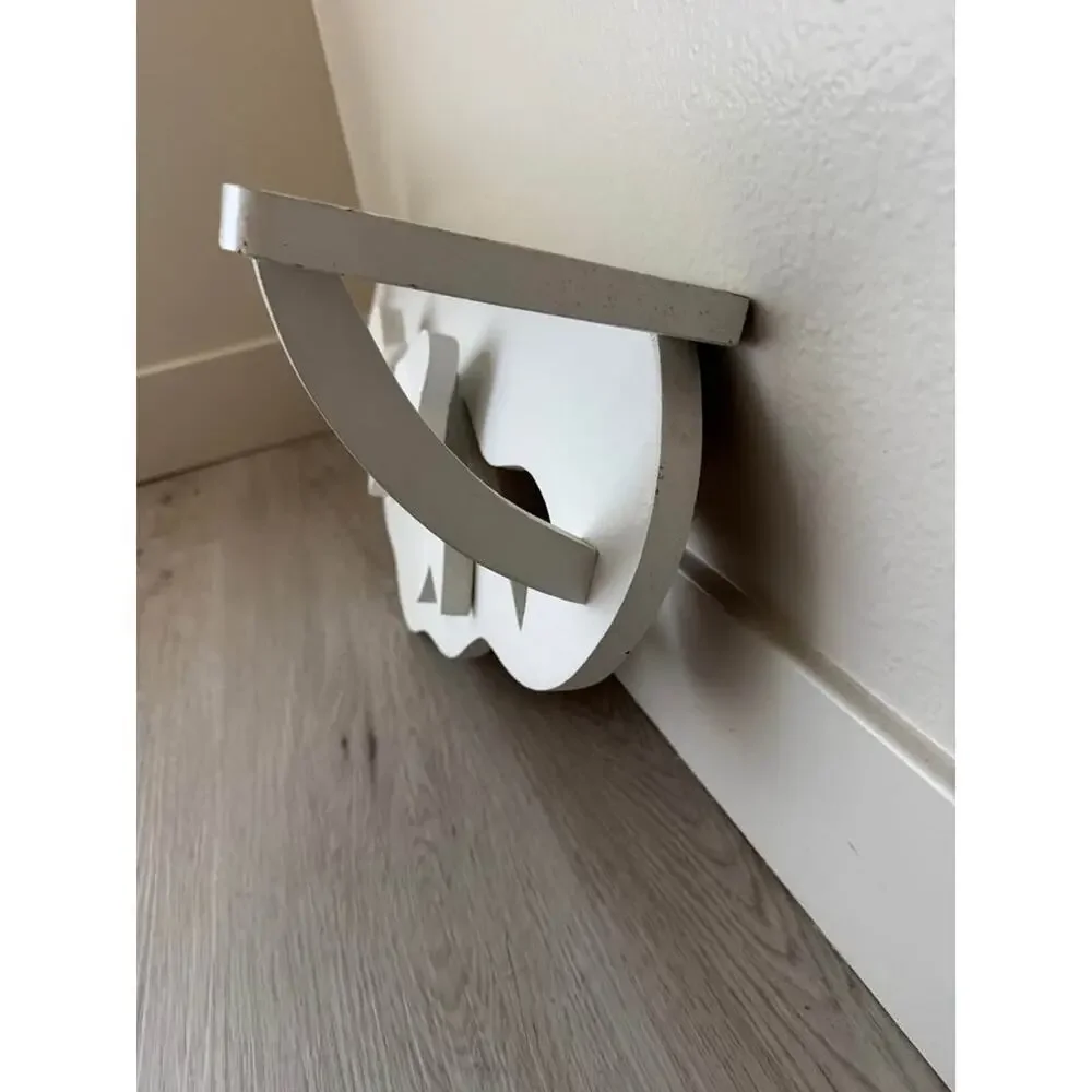 Vintage 90s White Painted Wood Bow Shelf